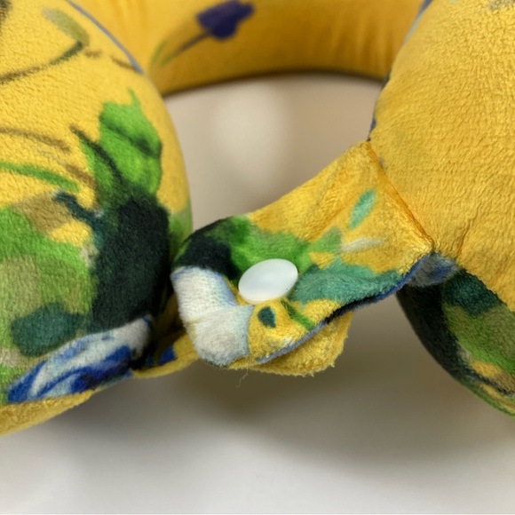 Badgley Mischka | Floral Yellow Travel Neck Pillow w/ Washable Cover - Picture 2 of 6